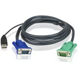 (€3,63*/1m) 3.00m ATEN Technology KVM Anschlusskabel VGA 15pol Stecker + USB A Stecker auf SPHD 15pol Stecker Schwarz